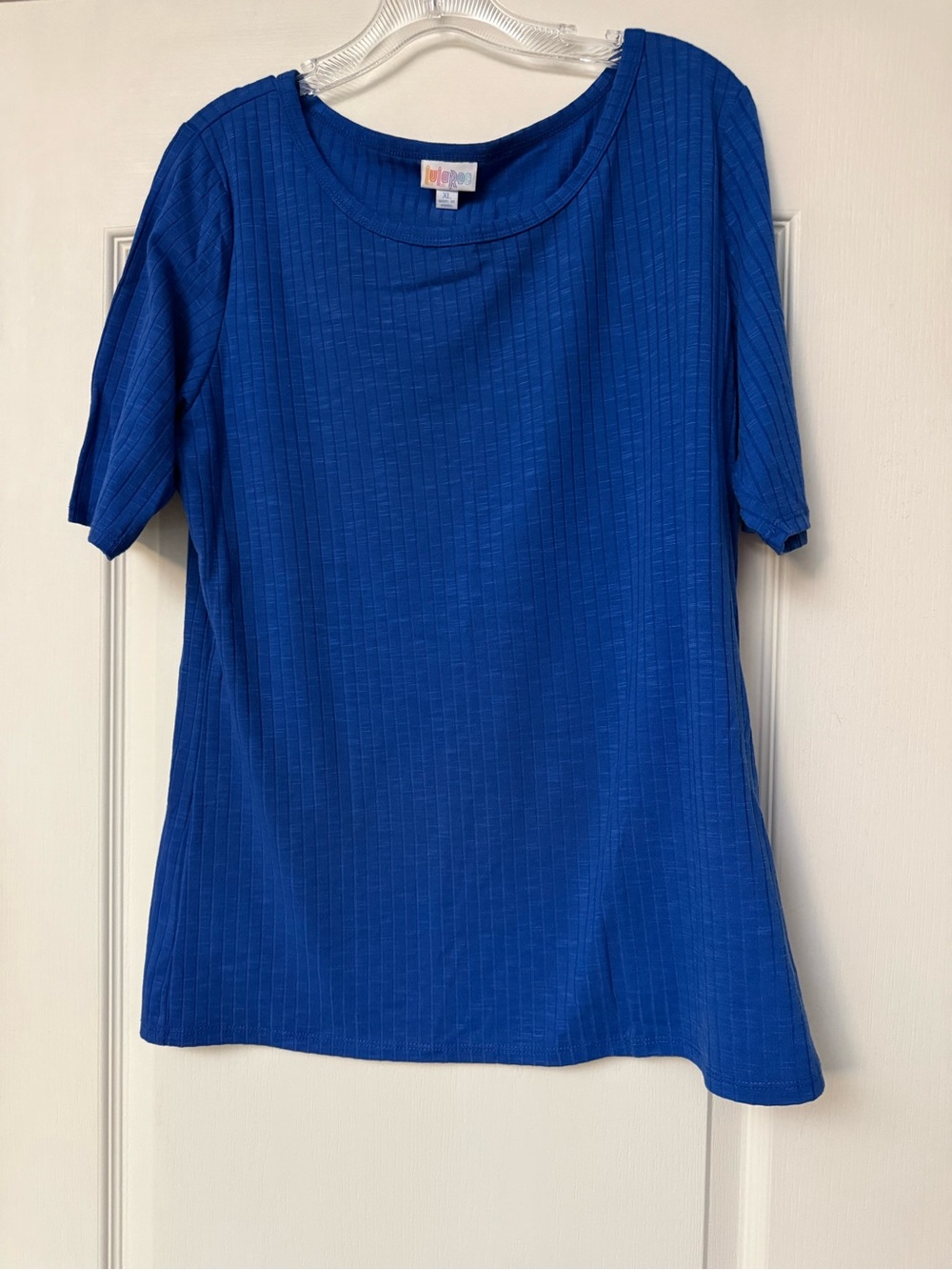 LuLaRoe Cobalt Blue Ribbed Short Sleeve Top